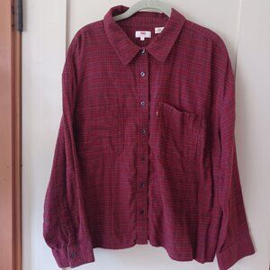 Levi's Thick Flannel Shirt, Red, Women's 3X
